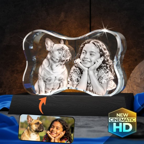 3D Crystal Dog Bone Horizontal