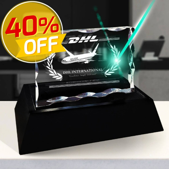 3D Crystal Notched Plaque Horizontal