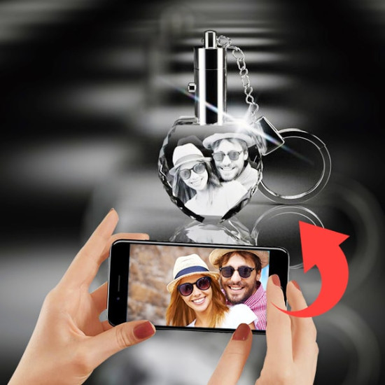 3D Crystal Heart Keychains
