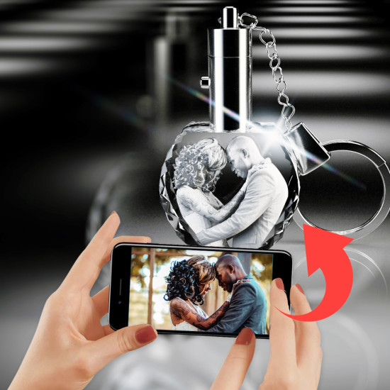 3D Crystal Heart Keychains