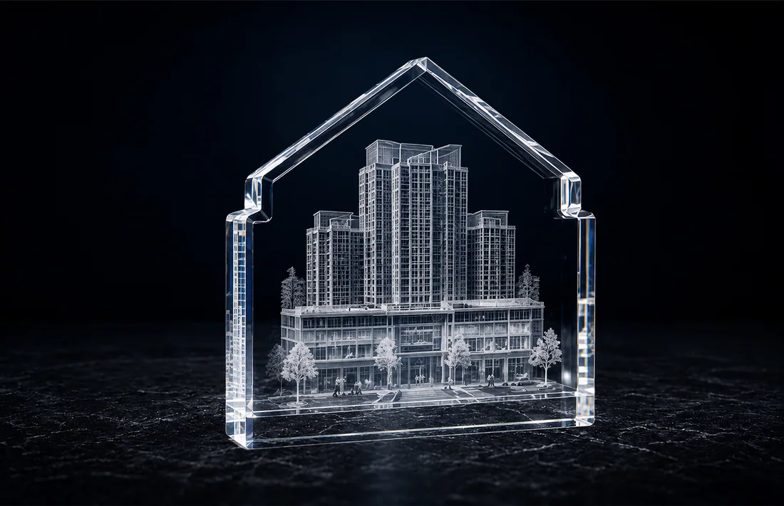 A custom-shaped JetCut3D crystal with 3D laser engraving inside