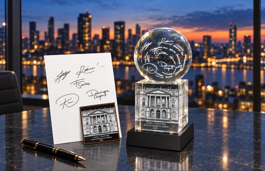 A custom-cut JetCut3D crystal beside the drawing it was made from
