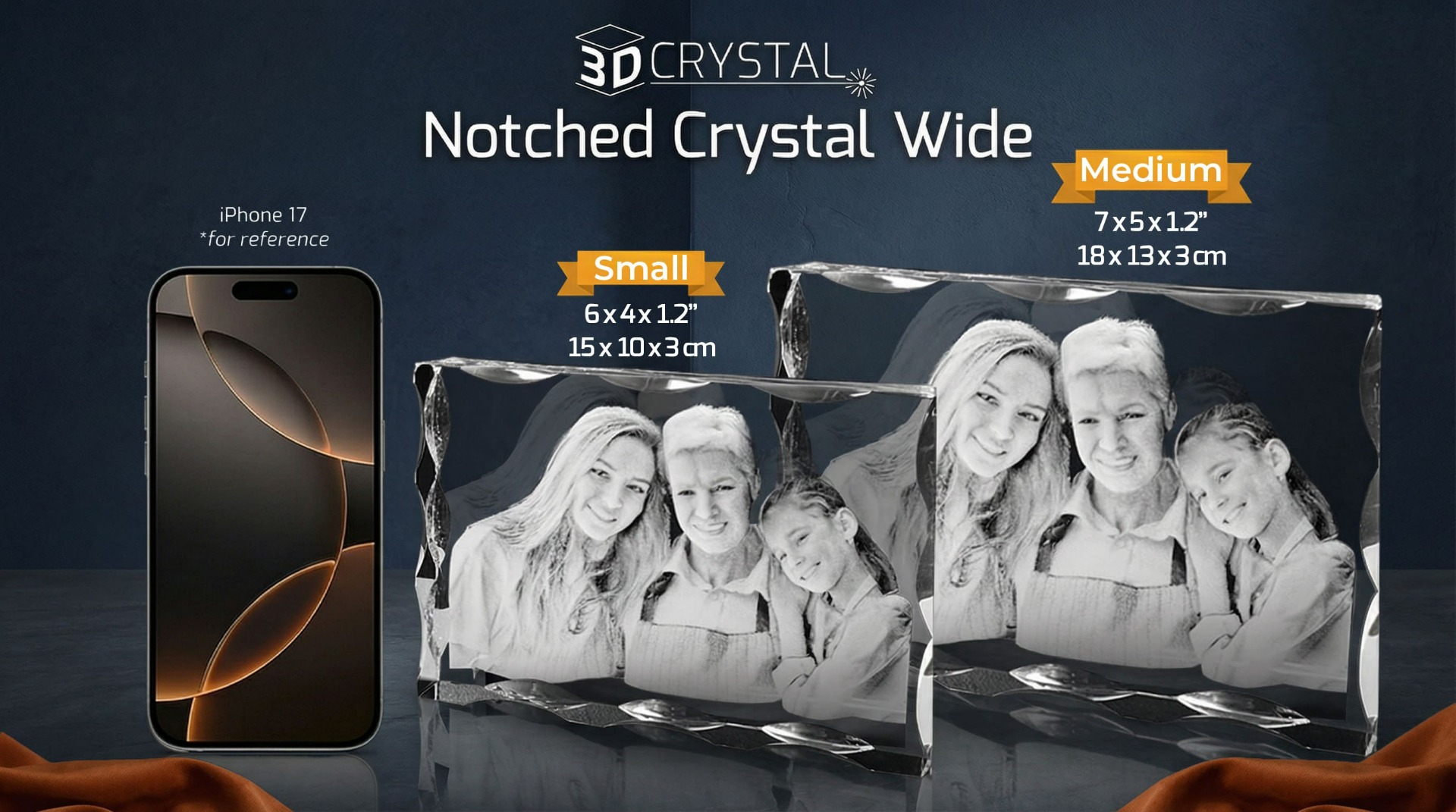 3d Crystal Notched Wide Size Chart